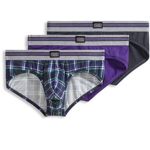 Jockey Men's USA Originals Cotton Stretch Brief - 3 Pack M  Shamrock/Woodland Grey/Helicopter Blue