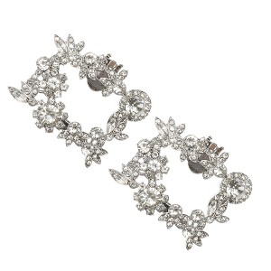 Unique Bargains Women's Rhinestone Shoe Clips Silver Tone 2 Pcs - 1 of 4