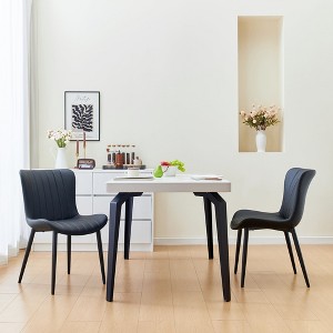 Set of 2 Cream White Dining Chairs: Faux Leather Mid-Century Modern Accent Chairs for Kitchen, Dining Room, Living Room, and Reception - 1 of 4