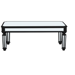 Vynxaria 48" Silver & Black Rectangle Coffee Tables - Vintage Carved Mirror Center Table - 1 of 4