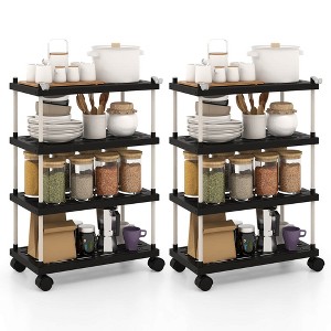 Tangkula 2 PCS 4-Tier Slim Storage Cart Kitchen Organizer Utility Cart w/Lockable Wheels - 1 of 4