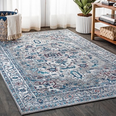 8'x10' Modern Persian Vintage Medallion Area Rug, Light Grey/blue ...