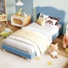Twin Size Bed Frame for Kids with Scallop Headboard, Cute Velvet Twin Bed for Girls, Boys, Sturdy Platform Bed - 4 of 4