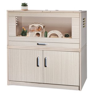 DSVIMOY Guinea Pig Cages, Hamster Cage Wood with Independent Storage Cabinet for Rat Chinchilla, Openable Top, Natural Wood, 31.5"*15.7"*33.5" - 1 of 4