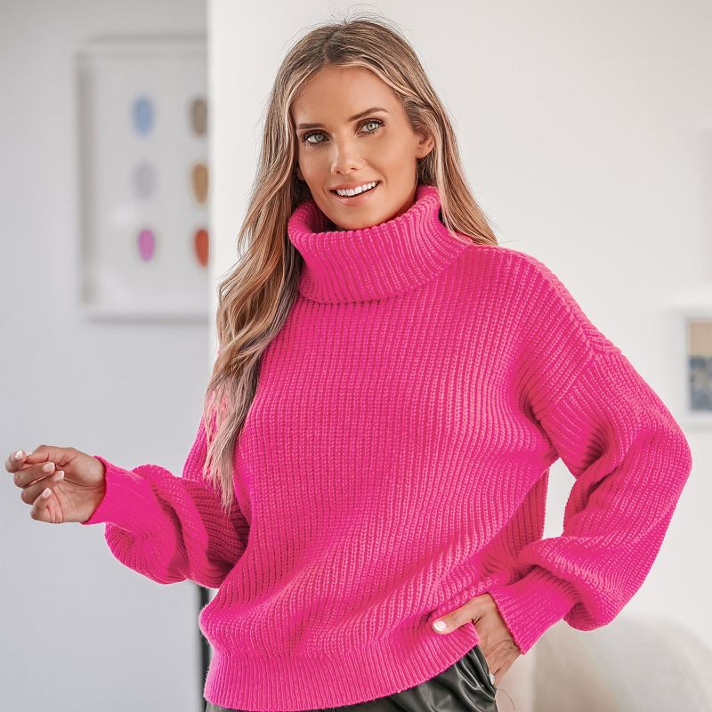 Women's Chunky Knit Turtleneck Long Sleeve Sweater - Cupshe, 3 of 9