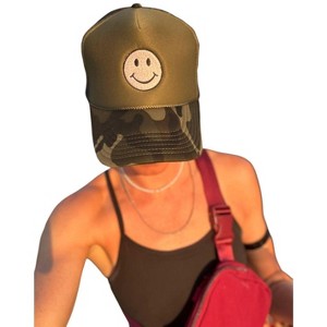 Women's Smiley Camo Trucker Hat - FRIDAY + SATURDAY - 1 of 3