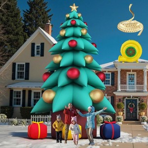 AMERLIFE Inflatable Christmas Tree& Santa Claus with LED Lights, Giant Outdoor Christmas Decoration with Blower for Yard, Parties & Events - 1 of 4