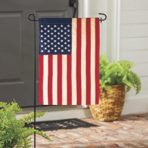 Evergreen Patriotic American Flag Tea Stained Garden Applique Flag 12.5 x 18 Inches Indoor Outdoor Decor - 1 of 4