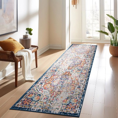 Multi-Color Distressed Bohemian Medallion Runner Rug 2'7" x 8'