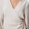 Women's Long Sleeve Satin Wrap Blouse - A New Day™ Beige - 4 of 4