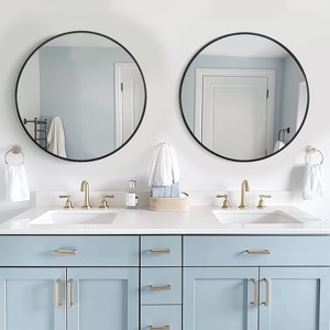 Dovelina Round Aluminum Framed Bathroom Vanity Mirror Hanging Mirror（Set of 2) - 1 of 4