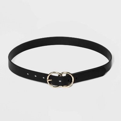 Double Circle Buckle Belt Black Simple PU Leather Belt Casual Jeans Pants  Belt For Women