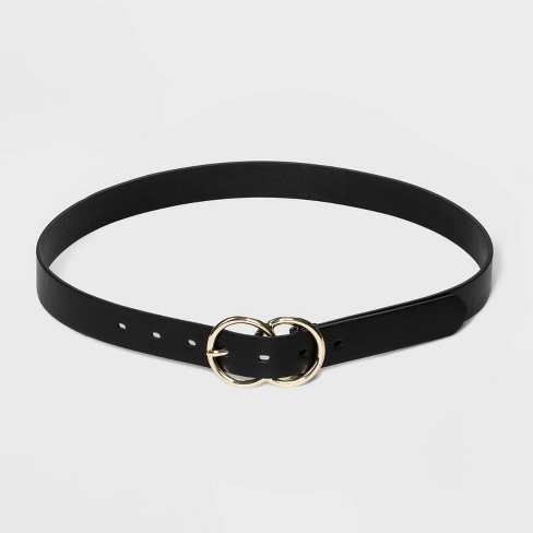 Black double 2025 buckle belt