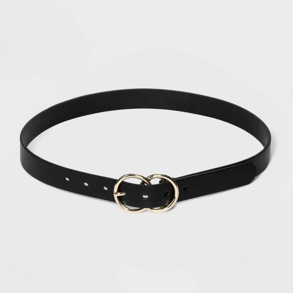 Women's Double Buckle Belt - A New Day Black XXL