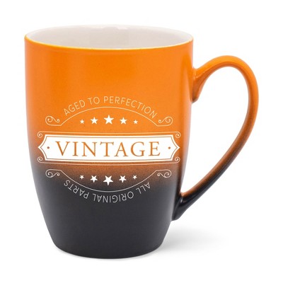 Elanze Designs Aged To Perfection Vintage All Original Parts Two Toned Ombre Matte Orange and Black 12 ounce Ceramic Stoneware Coffee Cup Mug
