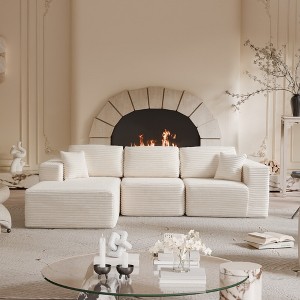 MAYEERTY 104 in Plush Fleece Convertible Sofa, Compressed Zero-Assembly Modular Beige Living Room Sofa - 1 of 4