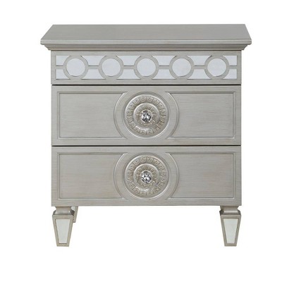 26" Varian Nightstand Silver and Mirrored Finish - Acme Furniture