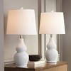 360 Lighting Jane Modern Table Lamps 25" High Set of 2 White Ceramic Fabric Drum Shade for Bedroom Living Room House Bedside Nightstand Office Family - 2 of 4