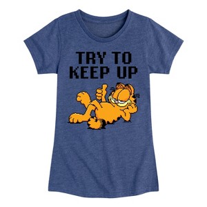 Girls' - Garfield - Try To Keep Up Fitted Short Sleeve Graphic T-Shirt - 1 of 4