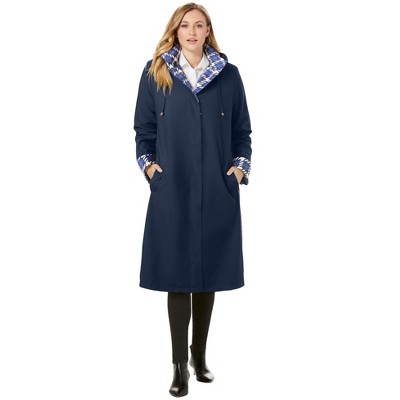 Jessica London Women's Plus Size Contrast Hood Raincoat