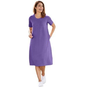 Woman Within Perfect Short-Sleeve Crewneck Tee Dress - 1 of 4