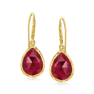 Ross-Simons 9.25 ct. t.w. Bezel-Set Ruby Drop Earrings in 18kt Gold Over Sterling - 1 of 3