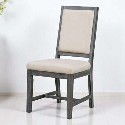 4-Piece Retro Style Upholstered Dining Chair Set, Solid Rubberwood Legs, High-Density Foam, for Dining Room or Kitchen