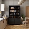 Famapy 47.2''W  Glass Doors Display Cabinet Wooden Organizer Pantry Black - 2 of 4