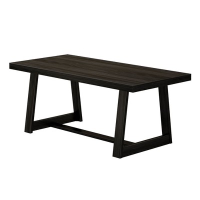 Black Wirebrush Solid Wood Farmhouse Dining Table for Six