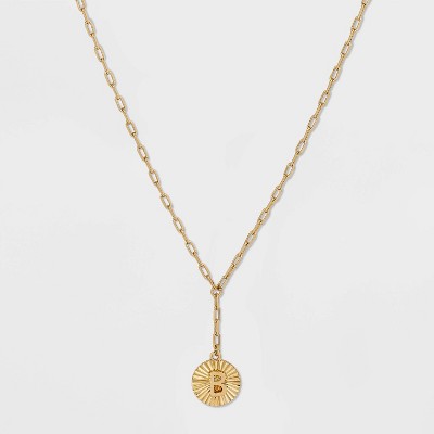 14K Gold Plated Initial Pendant Chain Necklace - A New Day™ Gold