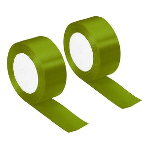 Unique Bargains Single Side Solid DIY Wrapping Decoration Roll Satin Ribbons 2 Pcs - 1 of 4