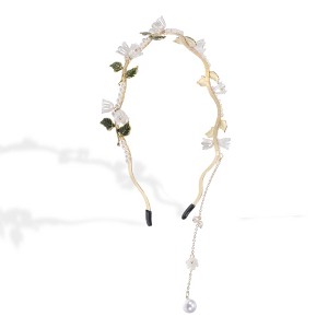 Unique Bargains Women's Flower Headband Gold Tone 1 Pc - 1 of 4