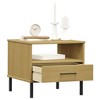 vidaXL Bedside Table with Metal Legs Brown Solid Wood Pine OSLO - 3 of 4