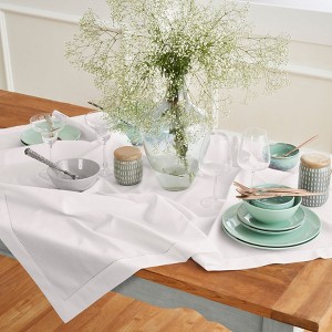 Solino Home Cotton and Linen Hemstitch Table Throw - 1 of 4