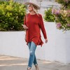 Amaryllis Women's Asymmetrical Hem Long Sleeve Pullover Top with Side Ruffle Detail Relaxed Fit Casual - 4 of 4