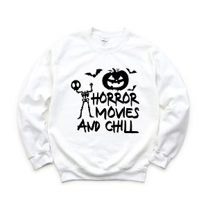 Simply Sage Market Women's Graphic Sweatshirt Horror Movies and Chill - 1 of 4