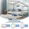 Tangkula Twin House Bed w/ Trundle w/ Roof & Fence Rails Wooden Platform Bed Frame - 4 of 4