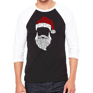 LA Pop Art Feliz Navidad Santa Claus - Men's Raglan Baseball Word Art T-Shirt - 1 of 4