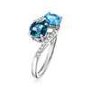 Ross-Simons 2.00 ct. t.w. London and Swiss Blue Topaz Toi Et Moi Ring With .10 ct. t.w. Diamonds in Sterling Silver - 3 of 4