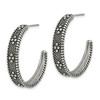 Black Bow Jewelry Stainless Steel Antiqued Milgrain Tapered J-Hoop Earrings, 30mm - 2 of 4