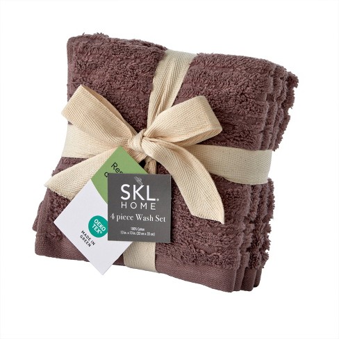 Skl Home 4pc Cloud Soft Washcloth Set Plum: 100% Cotton, Jacquard Terry ...