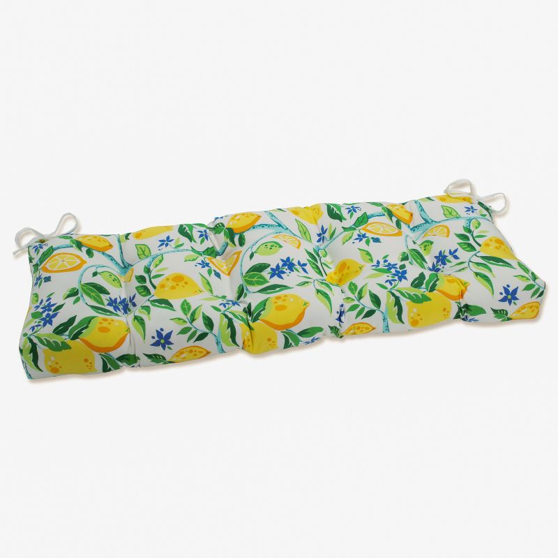 48&#34; x 18&#34; Outdoor/Indoor Tufted Bench/Swing Cushion Lemon Tree Yellow - Pillow Perfect, 1 of 7