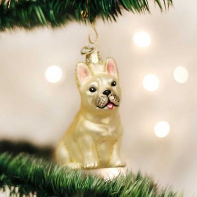 6-Inch Beige Glass French Bulldog Tree Topper