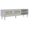 vidaXL TV Stand SENJA Rattan Look White 62.2 in.x15.7 in.x19.3 in. Solid Wood Pine - 2 of 4