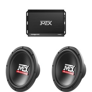MTX TERMINATOR 500-Watt RMS 2Ω Mono Block Class D Amplifier and Two MTX Audio TN10-04 Terminator 10" 150W RMS 4-Ohm Subwoofer - 1 of 4