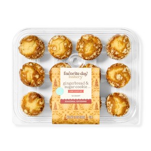 Holiday Christmas Gingerbread Sugar Cookie Mini Muffins - 12oz/12ct - Favorite Day™ - 1 of 3