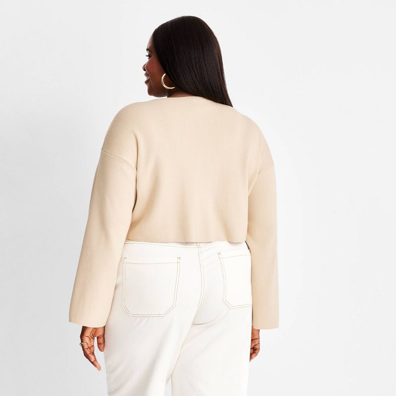Women's Cropped Crewneck Sweater - Future Collective™ with Jenny K. Lopez Beige, 2 of 5