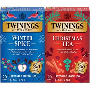 Twinings Holiday Sweet & Spicy Tea Variety 2-Pack – Caffeinated Christmas Tea and Caffeine-Free Winter Spice Herbal, Christmas Gift, 20 Tea Bags Ea - 1 of 4