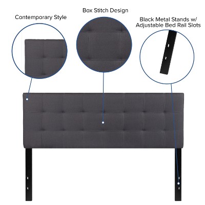 Dark Gray Tufted Upholstered Queen Headboard with Adjustable Slots