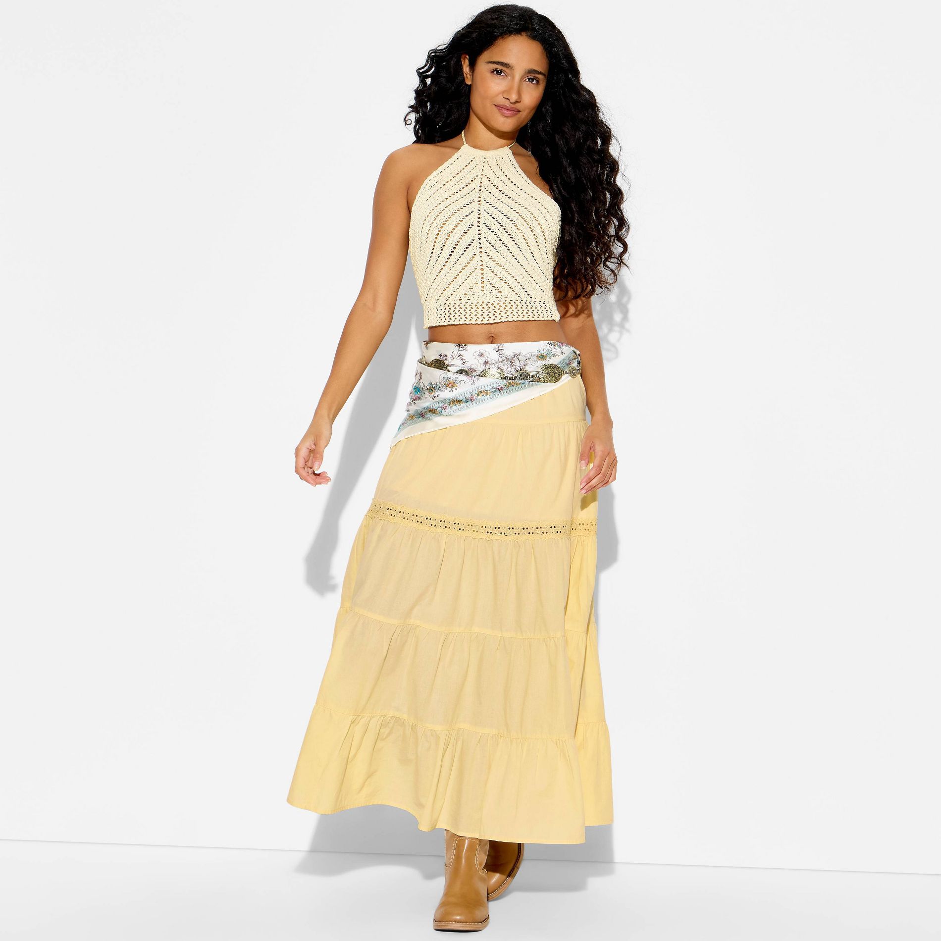 Women's Sleeveless Crochet Halter Pullover Sweater - Wild Fable™